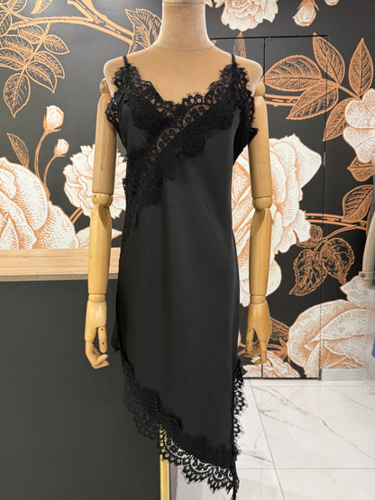 Abito asimmetrico satin nero - HaveOne