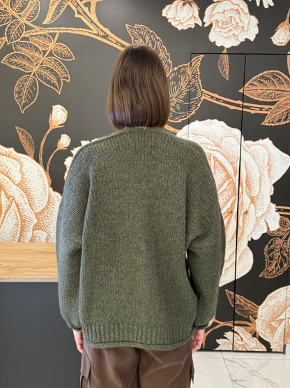 Cardigan tre bottoni verde -  HaveOne