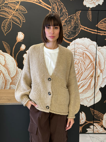Cardigan tre bottoni beige -  HaveOne