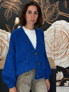 Cardigan tre bottoni blu cina - Haveone