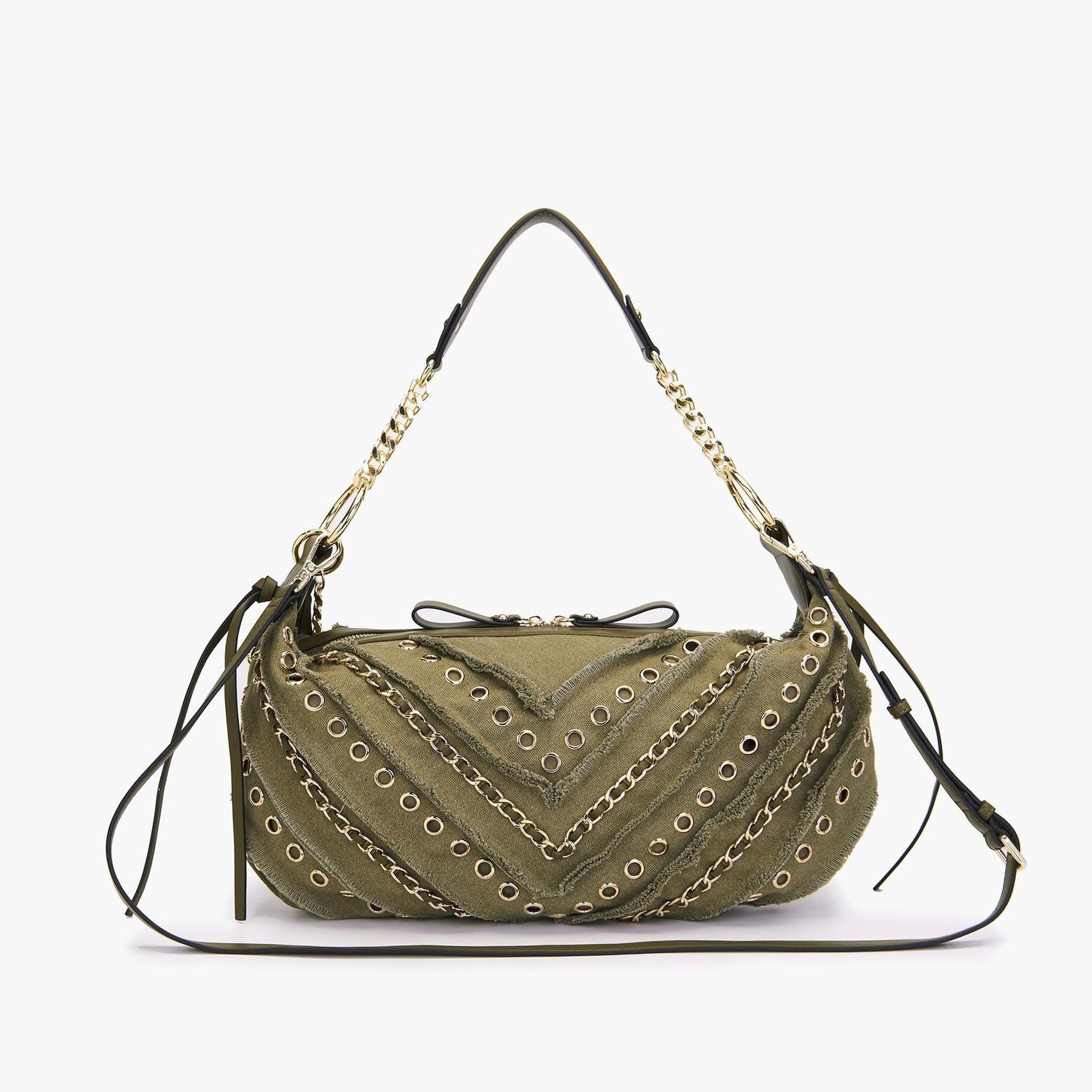 Borsa a spalla mezzaluna Denim verde