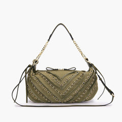 Borsa a spalla mezzaluna Denim verde