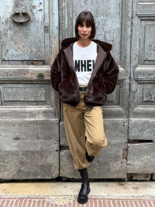 Bomber ecopelliccia con cappuccio - Souvenir Clubbing
