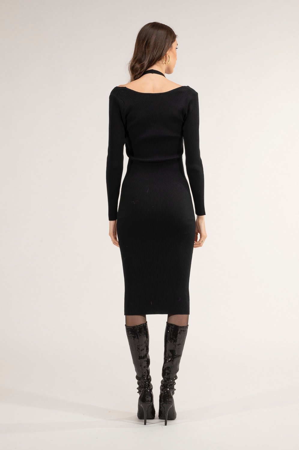 Abito midi in maglia nero