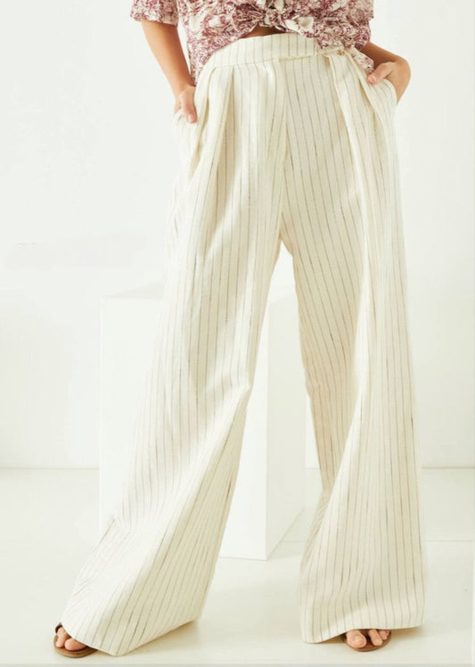 Pantalone palazzo gessato con pinces