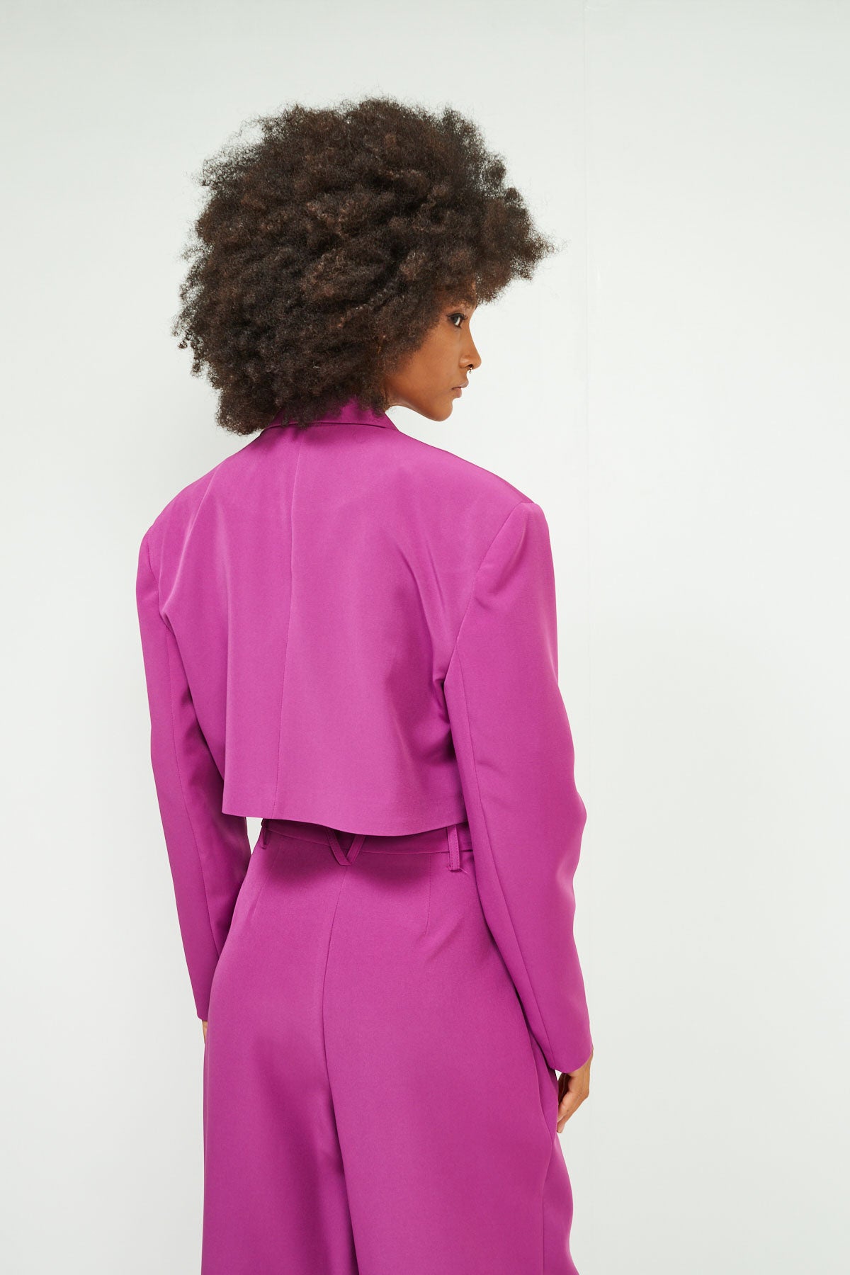 Giacca cropped monopetto malva