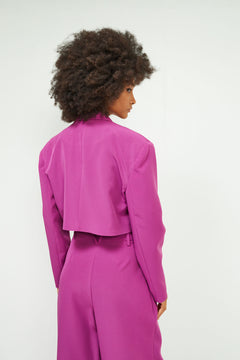 Giacca cropped monopetto malva