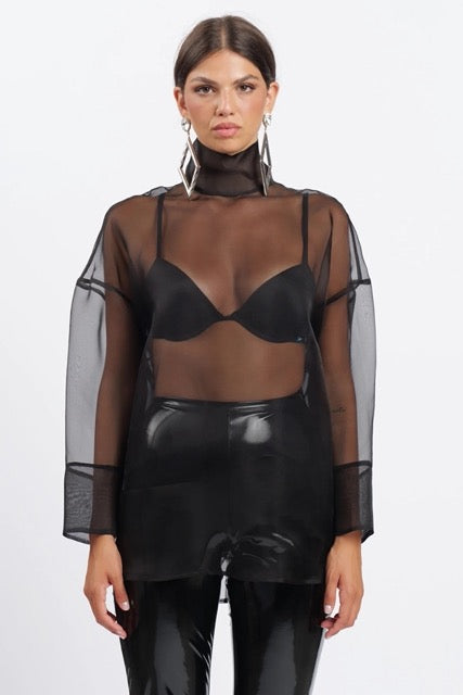 Camicia cloud in organza nera