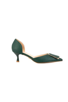 Décolleté in pelle oliviana verde