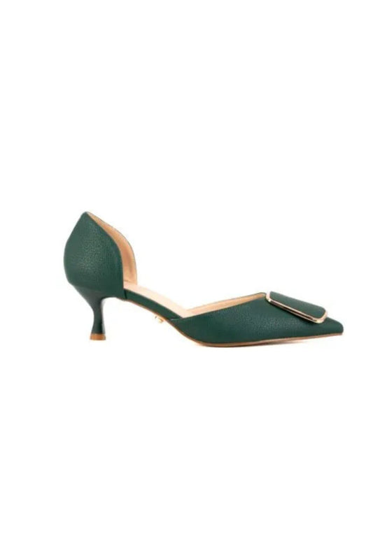 Décolleté in pelle oliviana verde