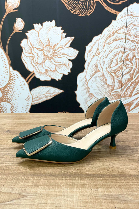 Décolleté in pelle oliviana verde