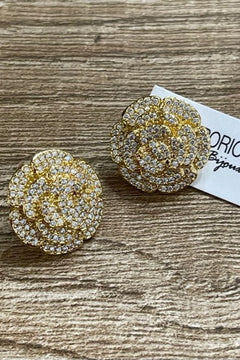Camelia grande oro con zirconi