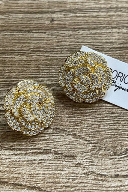 Camelia grande oro con zirconi