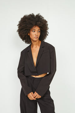 Giacca cropped monopetto nera