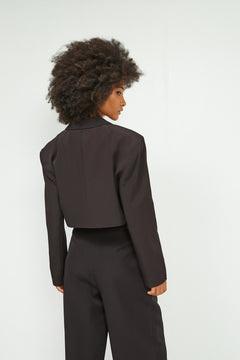 Giacca cropped monopetto nera
