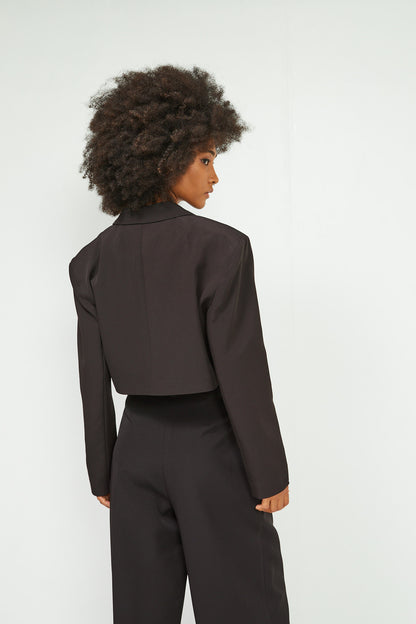 Giacca cropped monopetto nera