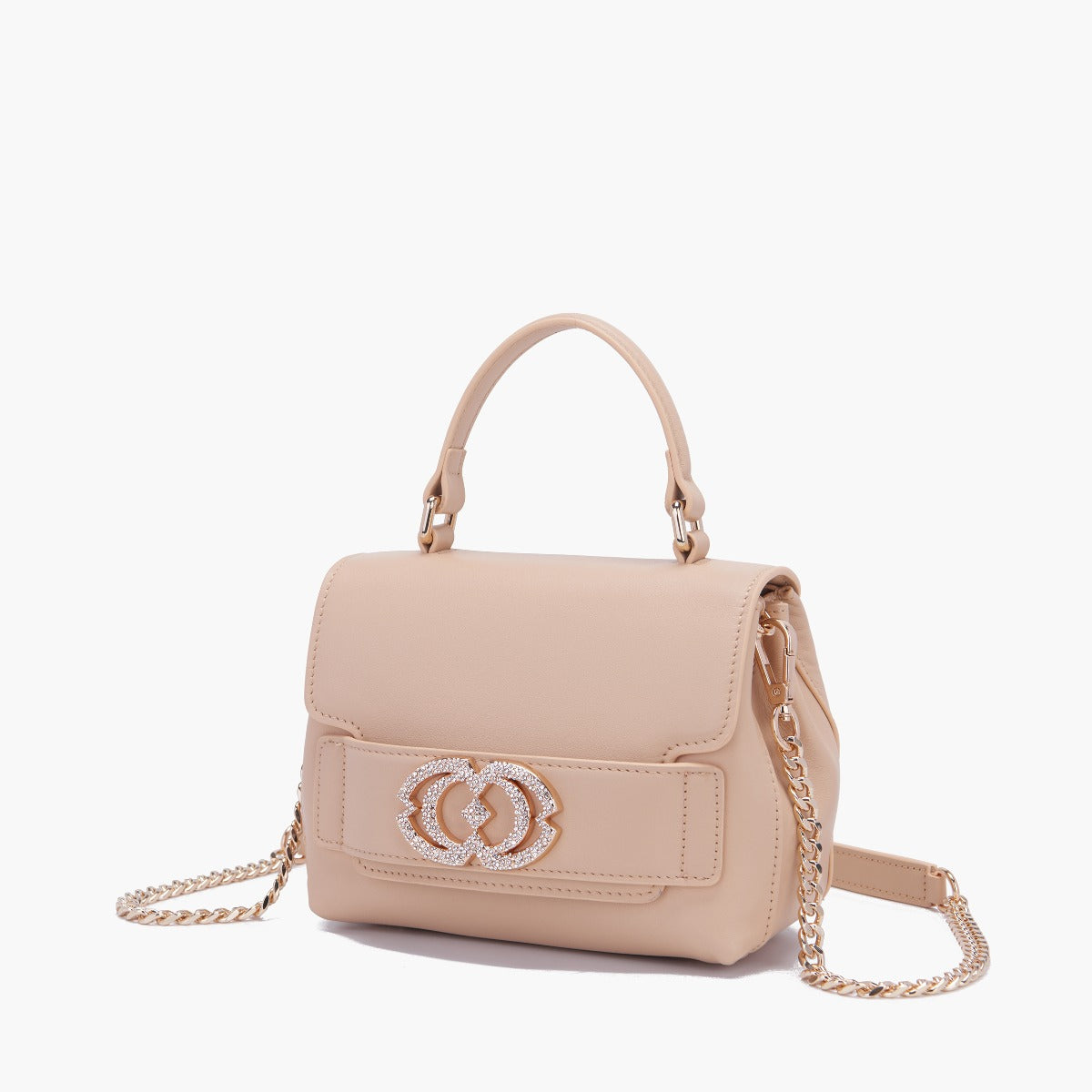 Borsa a mano Grace logo strass cappuccino - La Carrie