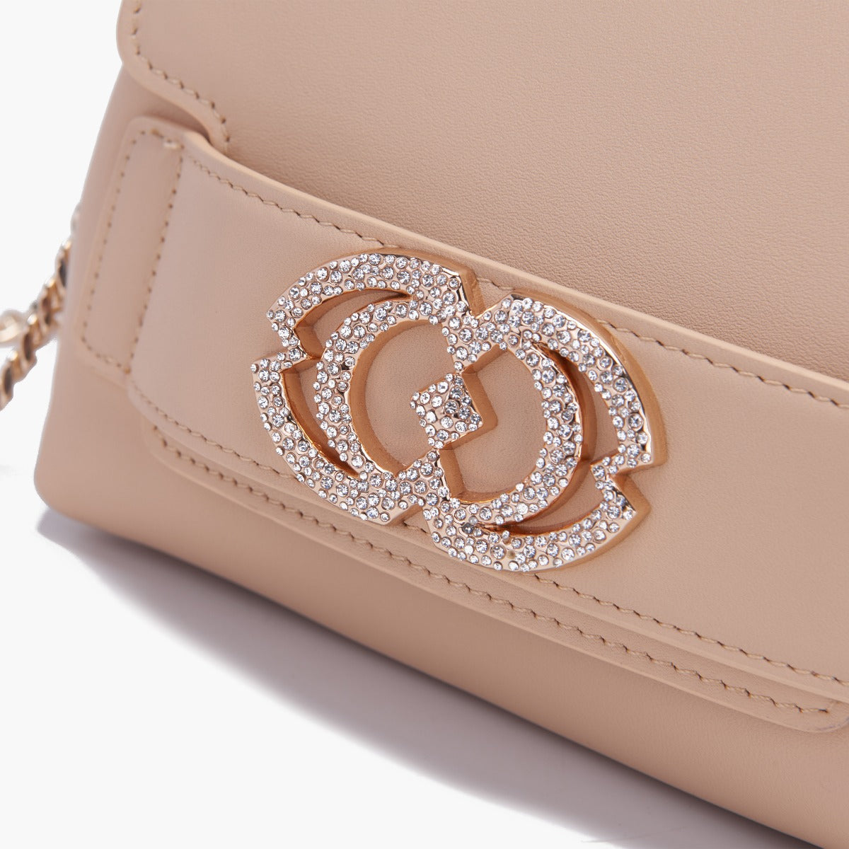 Borsa a mano Grace logo strass cappuccino - La Carrie