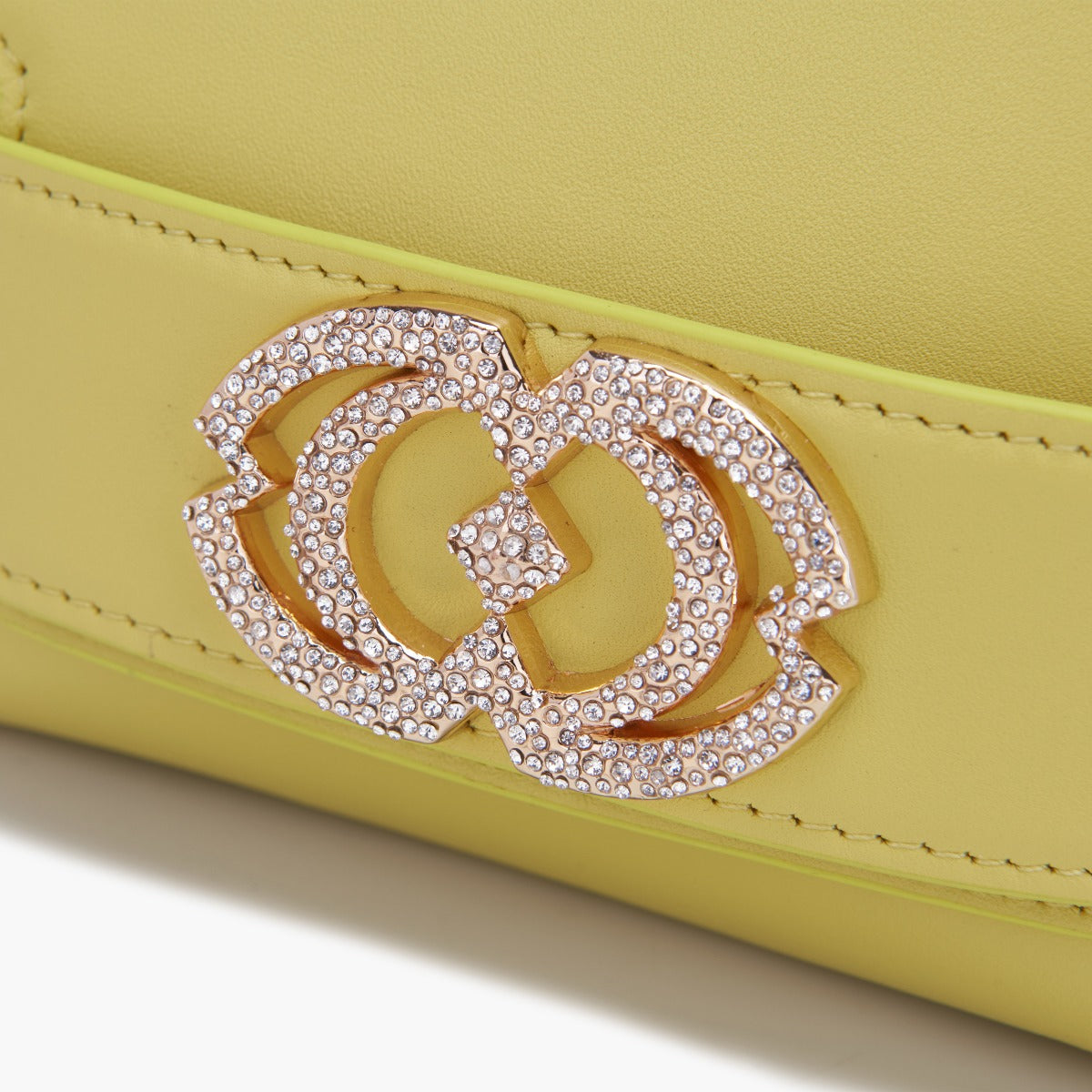 Borsa a mano Grace logo strass yellow - La Carrie