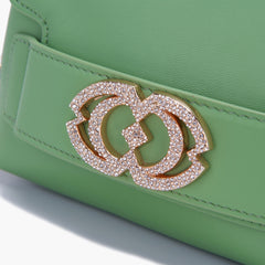 Borsa a mano Grace logo strass pistacchio - La Carrie