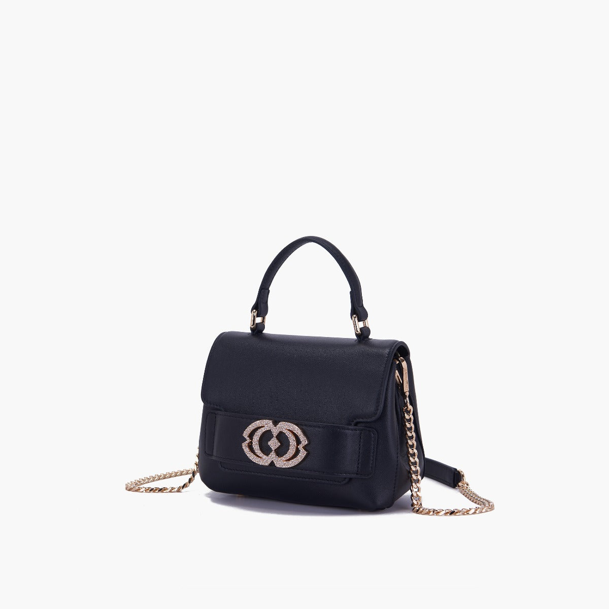 Borsa a mano Grace logo strass nera - La Carrie