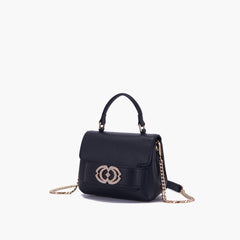 Borsa a mano Grace logo strass nera - La Carrie