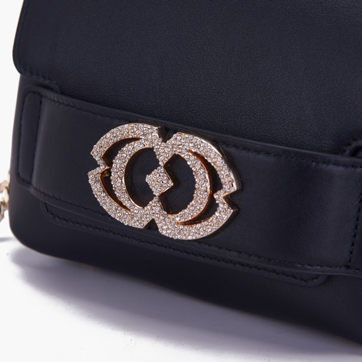 Borsa a mano Grace logo strass nera - La Carrie