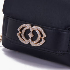 Borsa a mano Grace logo strass nera - La Carrie