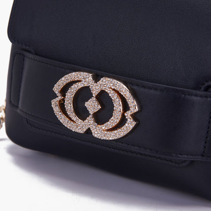 Borsa a mano Grace logo strass nera - La Carrie