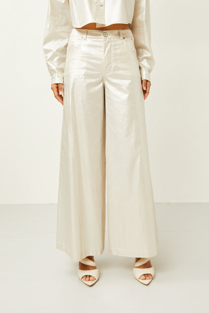 Pantalone ampio metallizzato