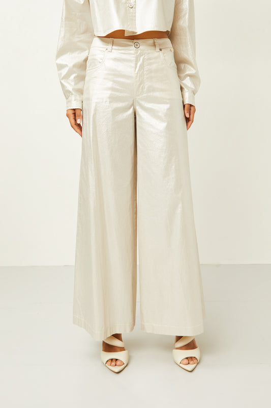 Pantalone ampio metallizzato