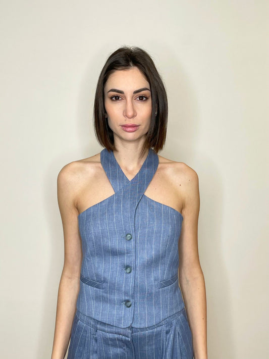 Gilet incrociato gessato - Kontatto