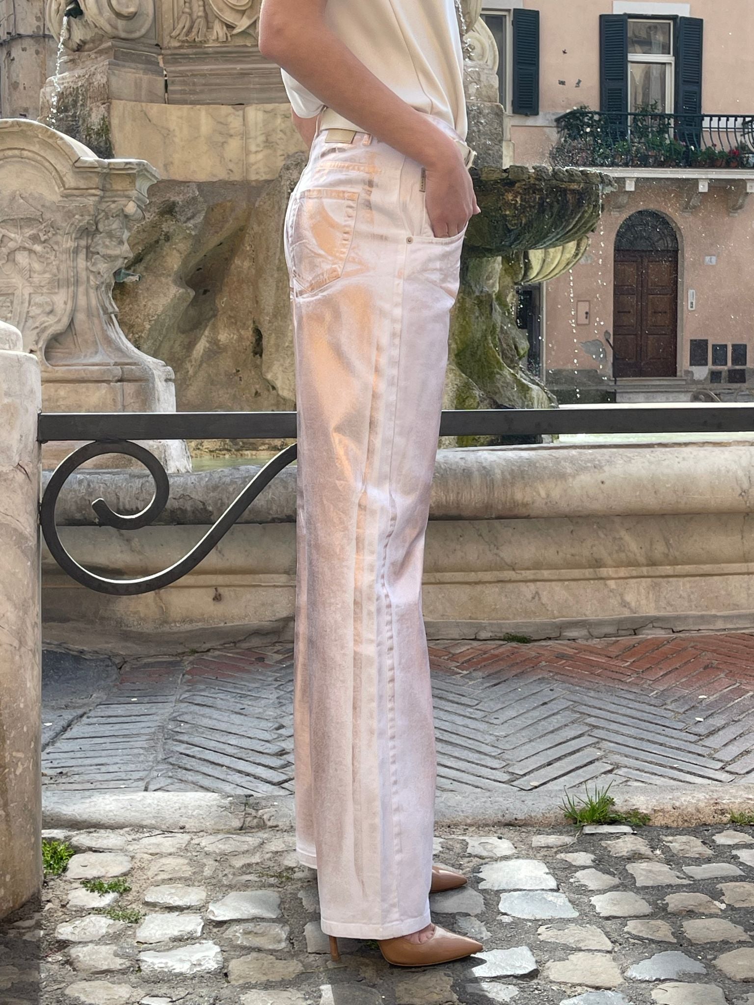 Pantalone bianco spalmato bronzo - HaveOne