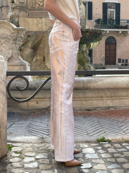 Pantalone bianco spalmato bronzo - HaveOne