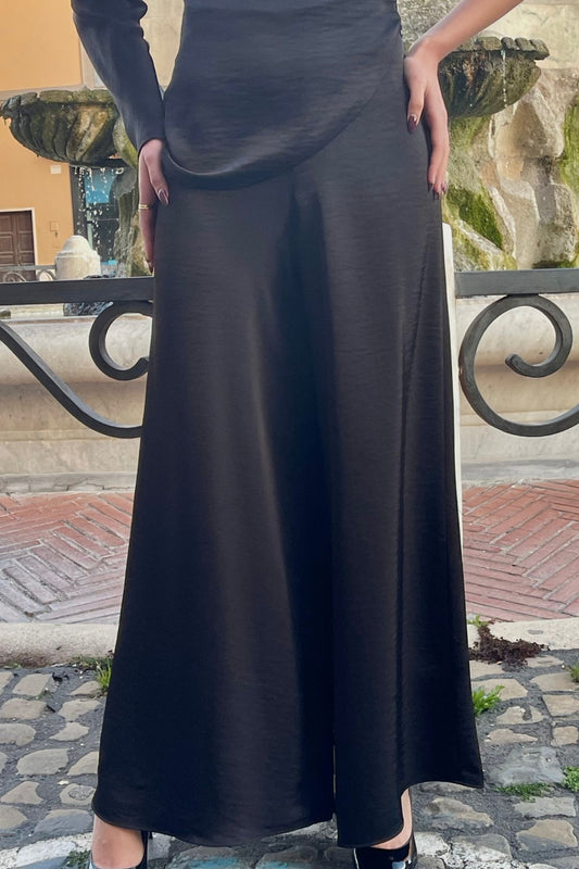 Pantalone morbido palazzo nero -Eleh