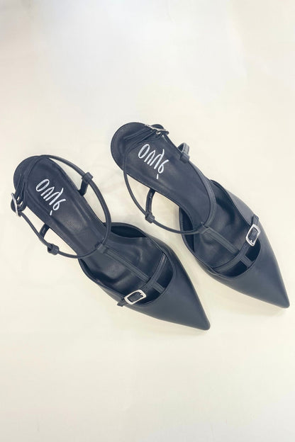 Slingback nera con cinturino alla caviglia - Ovyè