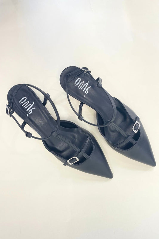 Slingback nera con cinturino alla caviglia - Ovyè