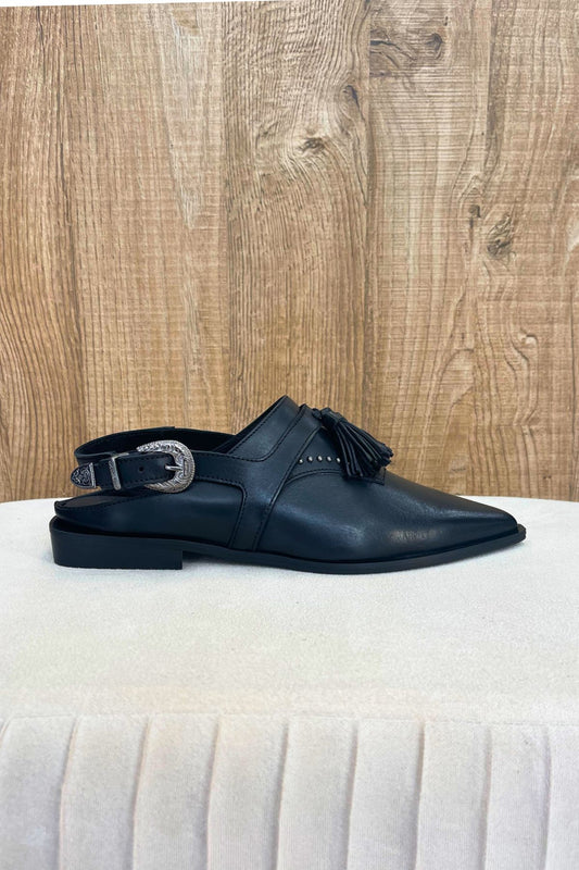 Sabot con nappine in vitello nero - Ovyé
