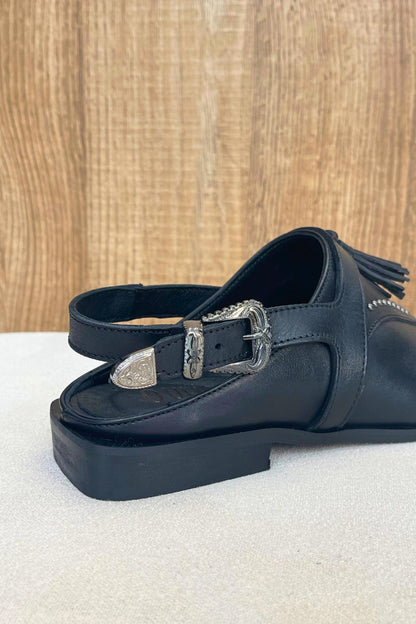 Sabot con nappine in vitello nero - Ovyé