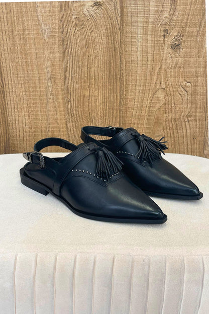 Sabot con nappine in vitello nero - Ovyé