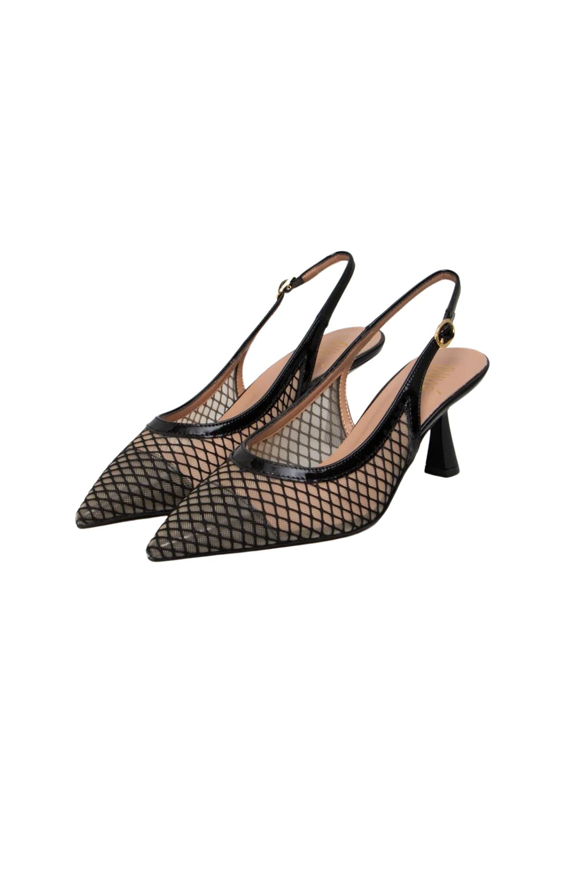 Slingback nera a rete con punta - Ovye