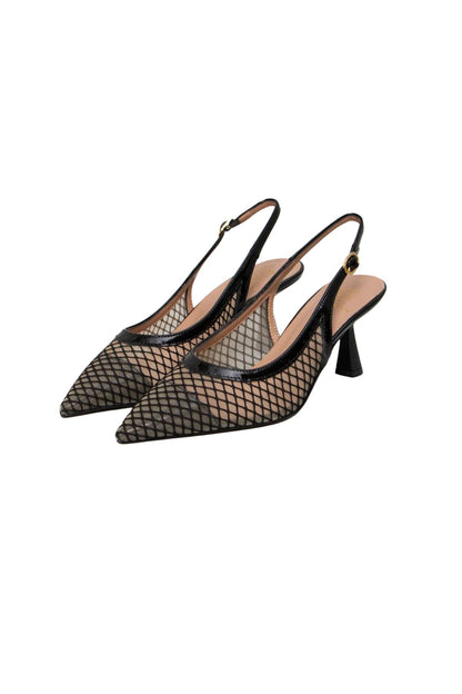 Slingback nera a rete con punta - Ovye