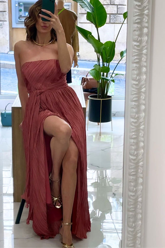 Abito lungo con scollo décolleté e spacco frotale - Silence Limited