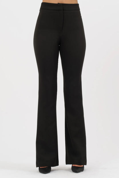 Pantalone flare vita alta nero . Silence