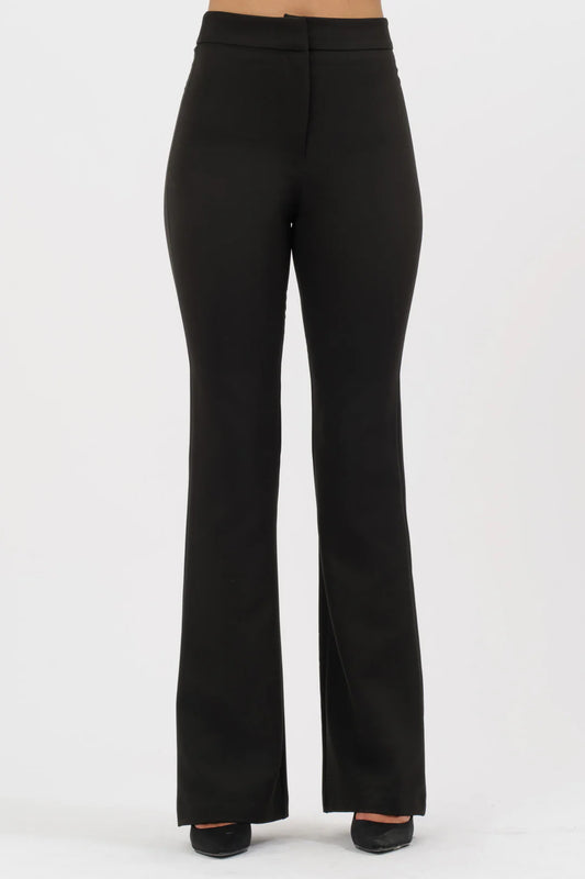 Pantalone flare vita alta nero . Silence