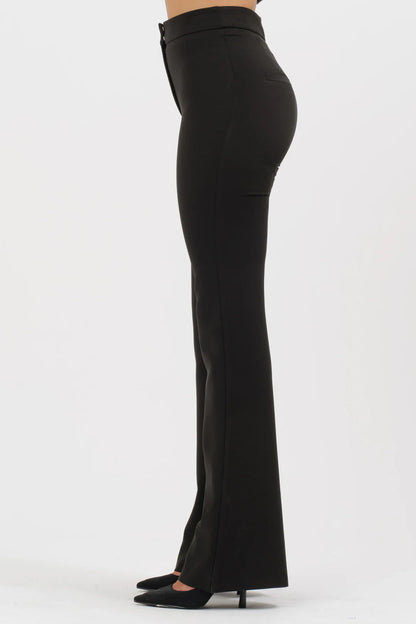 Pantalone flare vita alta nero . Silence