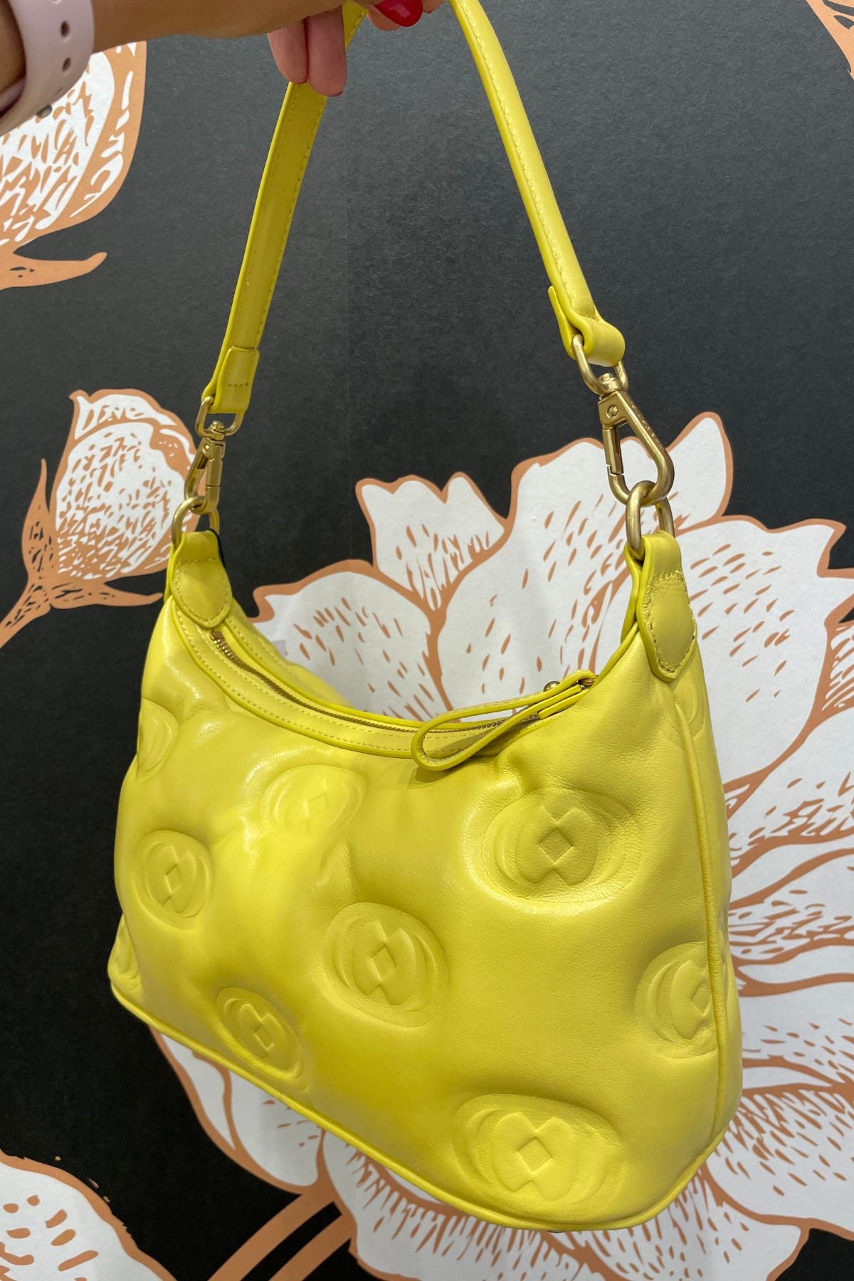 Borsa a spalla logo small yellow - La Carrie