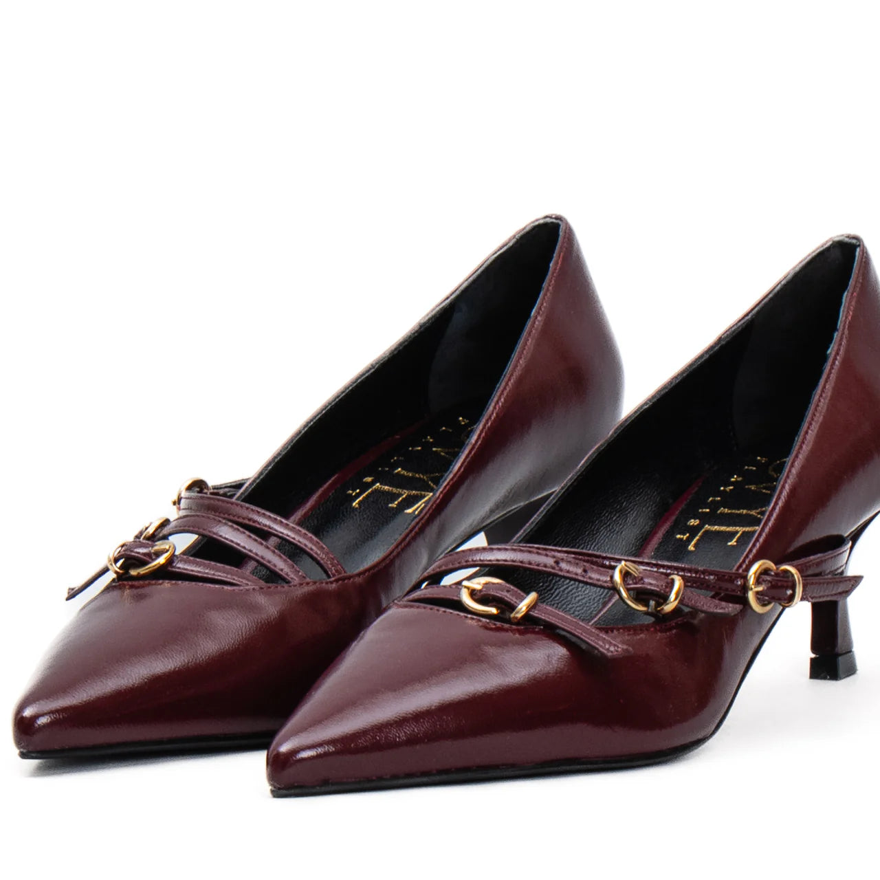 Decollete in pelle con 3 fibbie Ovye