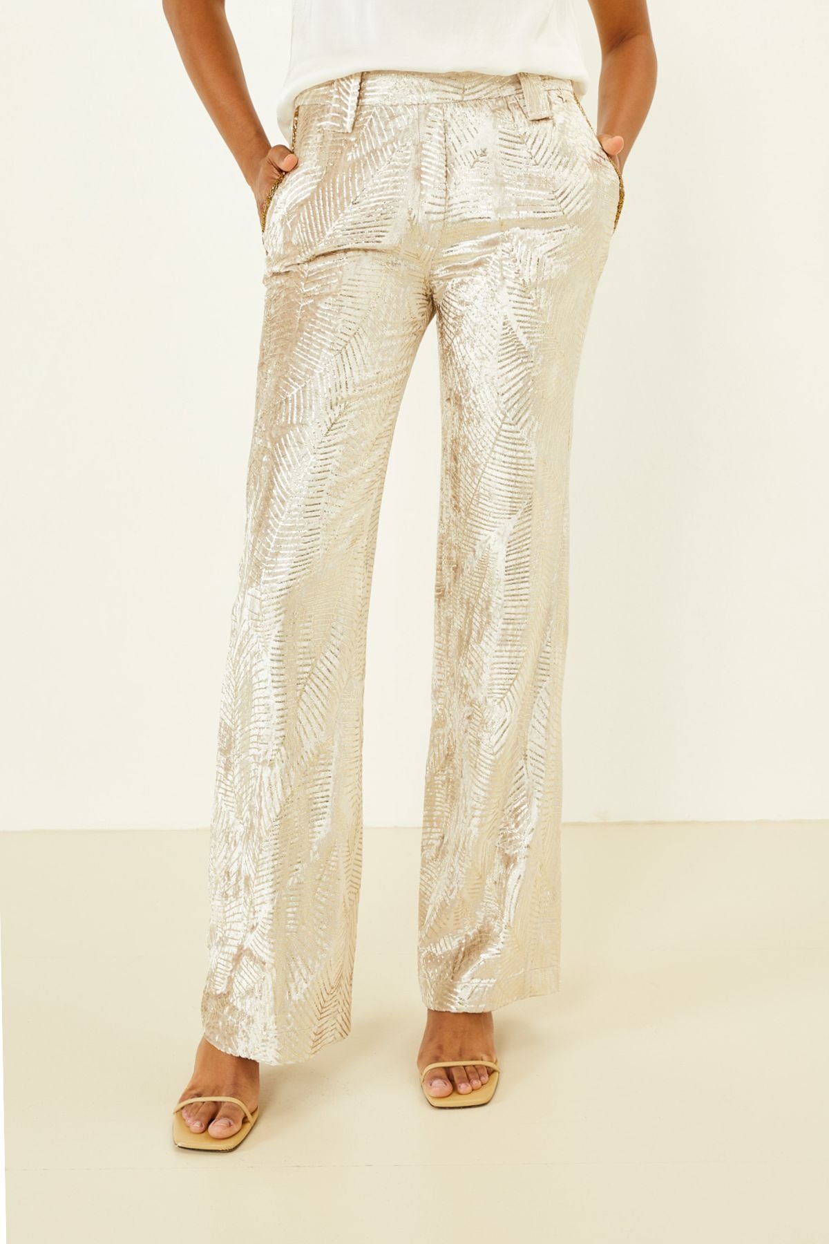 Pantalone in ciniglia sabbia/oro - Souvenir