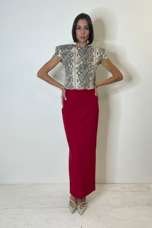Gonna tubino rossa con spacco dietro - Silence Limited
